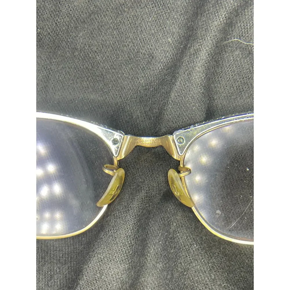Cat Eye Glasses Art-Craft Gold Aluminum Browline Etched Floral 50s USA Vintage